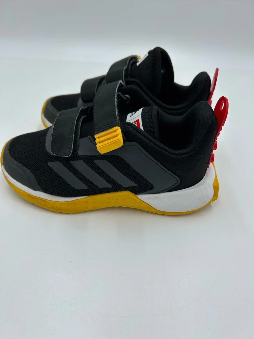 Adidas Lego Kids Black & Yellow Velcro Athletic Shoes 8 1/2